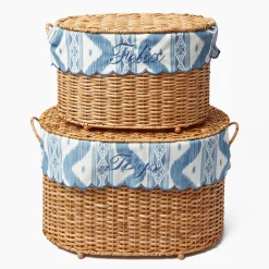 For The Hostess | For The Rattan Lover<Mrs. Alice Isabella Rattan Basket with Ikat Liner (Medium)