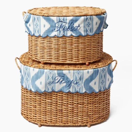 For The Hostess | For The Rattan Lover<Mrs. Alice Isabella Rattan Basket with Ikat Liner (Medium)
