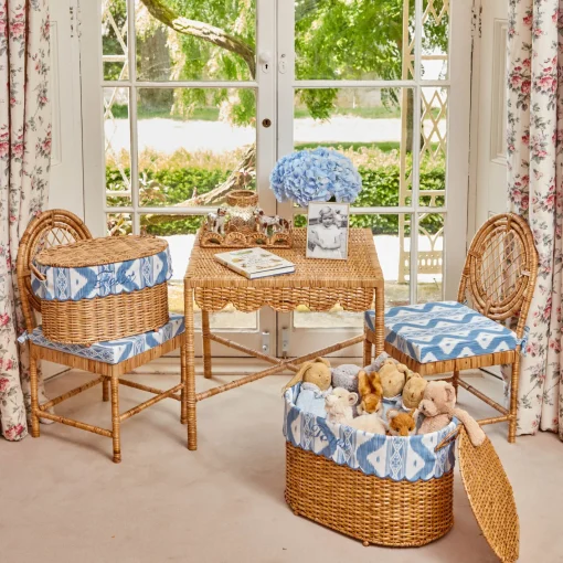 For The Hostess | For The Rattan Lover<Mrs. Alice Isabella Rattan Basket with Ikat Liner (Medium)