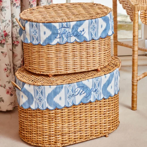 For The Hostess | For The Rattan Lover<Mrs. Alice Isabella Rattan Basket with Ikat Liner (Medium)