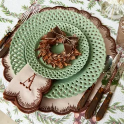 Table Linen Sets | Mrs. Alice Monogram<Mrs. Alice Isabella Taupe & Chocolate Placemats & Napkins (Set of 4)