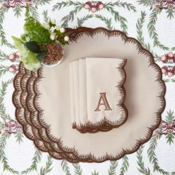 Table Linen Sets | Mrs. Alice Monogram<Mrs. Alice Isabella Taupe & Chocolate Placemats & Napkins (Set of 4)