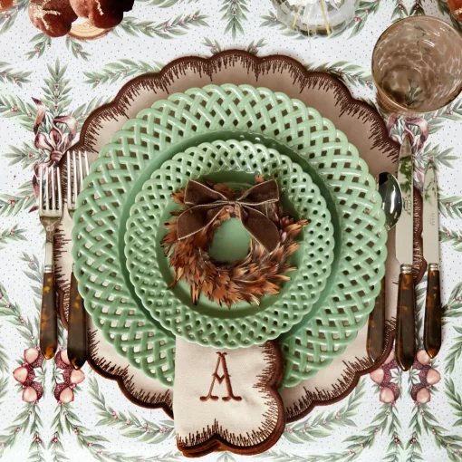 Placemats<Mrs. Alice Isabella Taupe & Chocolate Placemats (Set of 4)