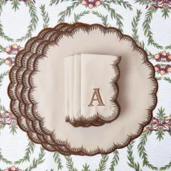 Placemats<Mrs. Alice Isabella Taupe & Chocolate Placemats (Set of 4)