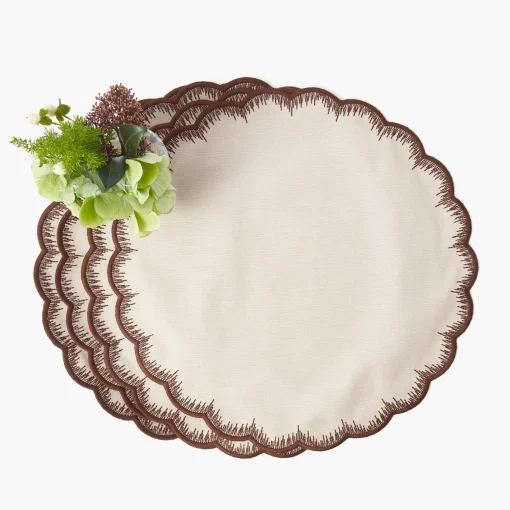 Placemats<Mrs. Alice Isabella Taupe & Chocolate Placemats (Set of 4)