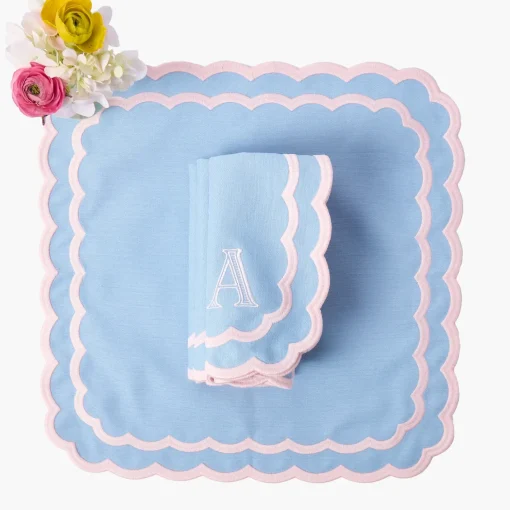 Table Linen Sets | Mrs. Alice Monogram<Mrs. Alice Isla Blue & Pink Placemats & Napkins (Set of 4)