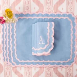Table Linen Sets | Mrs. Alice Monogram<Mrs. Alice Isla Blue & Pink Placemats & Napkins (Set of 4)