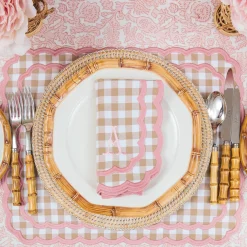 Table Linen Sets | Mrs. Alice Monogram<Mrs. Alice Isla Putty & Pink Gingham Placemats & Napkins (Set of 4)