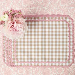 Placemats<Mrs. Alice Isla Putty & Pink Gingham Placemats (Set of 4)