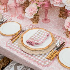 Table Linen Sets | Mrs. Alice Monogram<Mrs. Alice Isla Putty & Pink Gingham Placemats & Napkins (Set of 4)