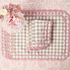 Napkins | Mrs. Alice Monogram<Mrs. Alice Isla Putty & Pink Gingham Napkins (Set of 4)