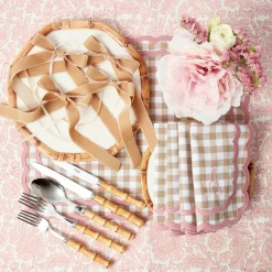 Table Linen Sets | Mrs. Alice Monogram<Mrs. Alice Isla Putty & Pink Gingham Placemats & Napkins (Set of 4)