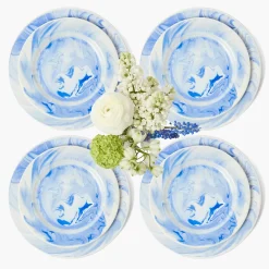 Summer Crockery | Crockery Sets<Mrs. Alice Julia Blue Marbled Dinner & Starter Plates (Set of 8)