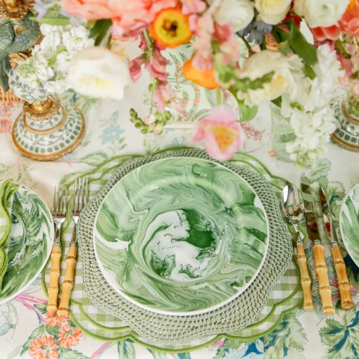 Summer Crockery | Dinner Plates<Mrs. Alice Julia Green Marbled Dinner Plate