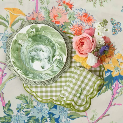 Summer Crockery | Dinner Plates<Mrs. Alice Julia Green Marbled Dinner Plate