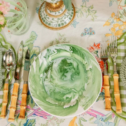 Summer Crockery | Starter Plates<Mrs. Alice Julia Green Marbled Starter Plates (Set of 4)