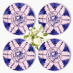 Dinner Plates | Crockery Sets<Mrs. Alice Kamari Pink & Blue Dinner Plates (Set of 4)