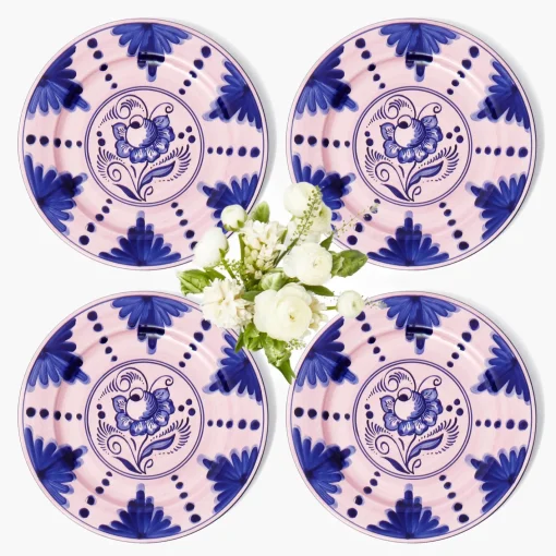 Dinner Plates | Crockery Sets<Mrs. Alice Kamari Pink & Blue Dinner Plates (Set of 4)