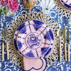 Dinner Plates | Crockery Sets<Mrs. Alice Kamari Pink & Blue Dinner Plates (Set of 4)