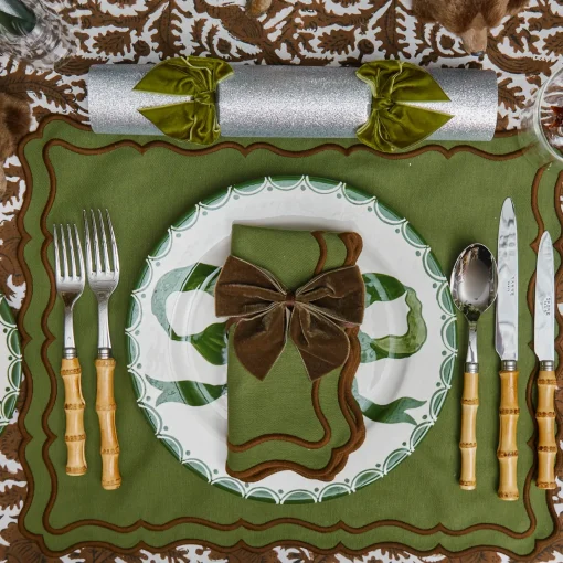 Table Linen Sets | Mrs. Alice Monogram<Mrs. Alice Katherine Green & Chocolate Placemats & Napkins (Set of 4)