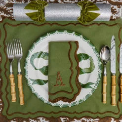 Napkins | Mrs. Alice Monogram<Mrs. Alice Katherine Green & Chocolate Napkins (Set of 4)