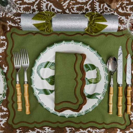 Table Linen Sets | Mrs. Alice Monogram<Mrs. Alice Katherine Green & Chocolate Placemats & Napkins (Set of 4)
