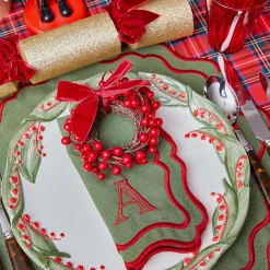 Napkins | Mrs. Alice Monogram<Mrs. Alice Katherine Green & Red Napkins (Set of 4)