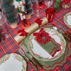 Napkins | Mrs. Alice Monogram<Mrs. Alice Katherine Green & Red Napkins (Set of 4)