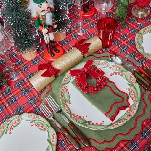 Napkins | Mrs. Alice Monogram<Mrs. Alice Katherine Green & Red Napkins (Set of 4)