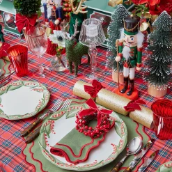 Napkins | Mrs. Alice Monogram<Mrs. Alice Katherine Green & Red Napkins (Set of 4)