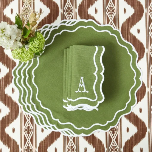 Napkins | Mrs. Alice Monogram<Mrs. Alice Katherine Green Napkins (Set of 4)