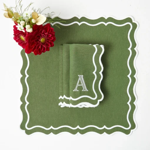 Napkins | Mrs. Alice Monogram<Mrs. Alice Katherine Green Napkins (Set of 4)