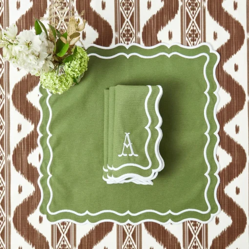 Napkins | Mrs. Alice Monogram<Mrs. Alice Katherine Green Napkins (Set of 4)