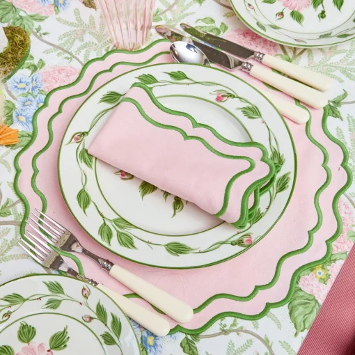 Table Linen Sets | Mrs. Alice Monogram<Mrs. Alice Katherine Pink & Green Placemats & Napkins (Set of 4)