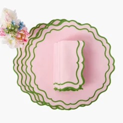 Table Linen Sets | Mrs. Alice Monogram<Mrs. Alice Katherine Pink & Green Placemats & Napkins (Set of 4)