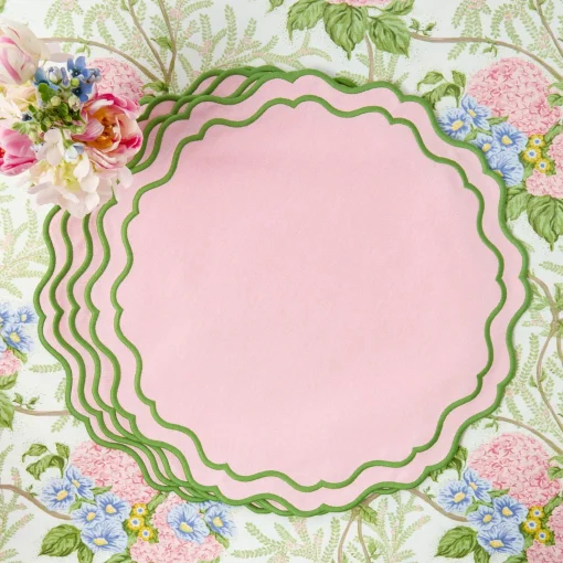 Table Linen Sets | Mrs. Alice Monogram<Mrs. Alice Katherine Pink & Green Placemats & Napkins (Set of 4)