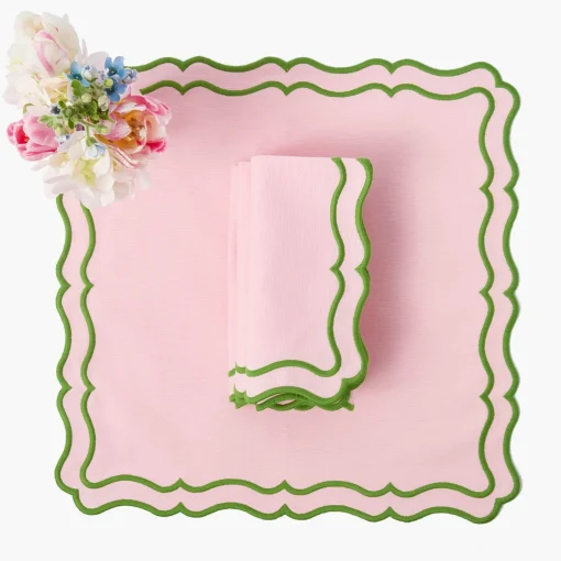 Table Linen Sets | Mrs. Alice Monogram<Mrs. Alice Katherine Pink & Green Placemats & Napkins (Set of 4)