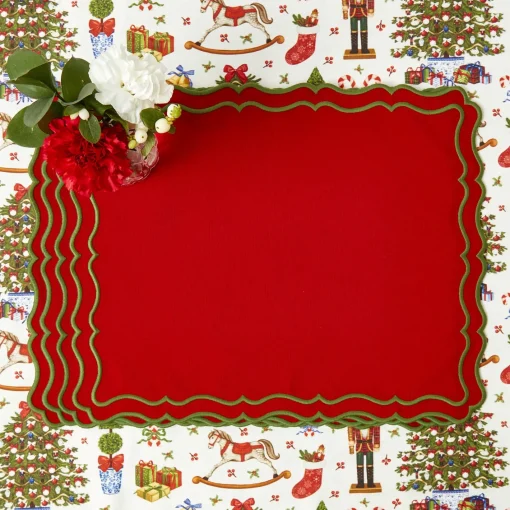 Placemats<Mrs. Alice Katherine Red & Green Placemats (Set of 4)