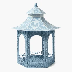 Spring Decorations | Pagodas & Lanterns<Mrs. Alice Large Blue Rattan Chinoiserie Pagoda Lantern