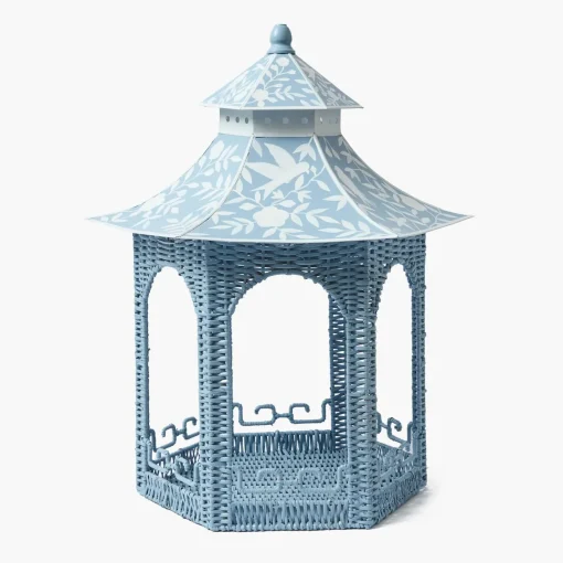 Spring Decorations | Pagodas & Lanterns<Mrs. Alice Large Blue Rattan Chinoiserie Pagoda Lantern