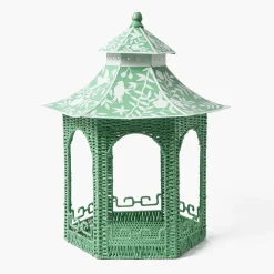 Spring Decorations | Pagodas & Lanterns<Mrs. Alice Large Green Rattan Chinoiserie Pagoda Lantern