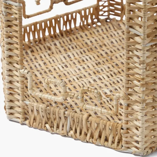 Summer Candleware | Year-round Decorations<Mrs. Alice Large Natural Rattan & Blue Chinoiserie Pagoda Lantern