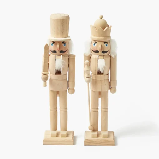 Christmas Decorations<Mrs. Alice Large Natural Wooden Nutcracker (Pair)