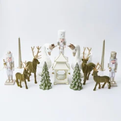Christmas Decorations<Mrs. Alice Large Olive Green Flocked Reindeer (Pair)