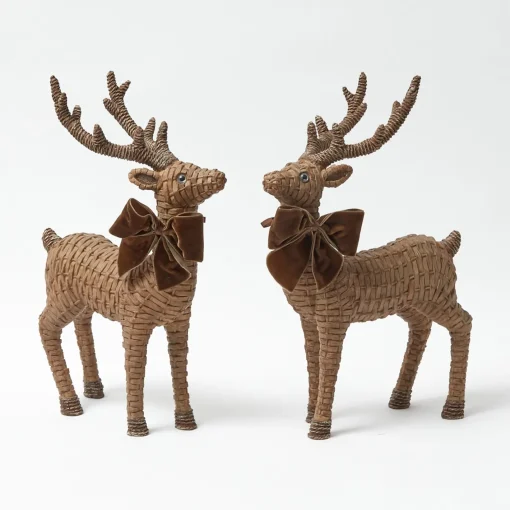 Christmas Decorations<Mrs. Alice Large Rattan Reindeer (Pair) - 40cm