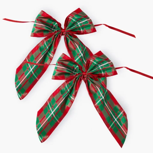 Napkin Rings & Bows<Mrs. Alice Large Red & Green Tartan Bows (Pair)