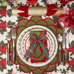Napkin Rings & Bows<Mrs. Alice Large Red & Green Tartan Bows (Pair)