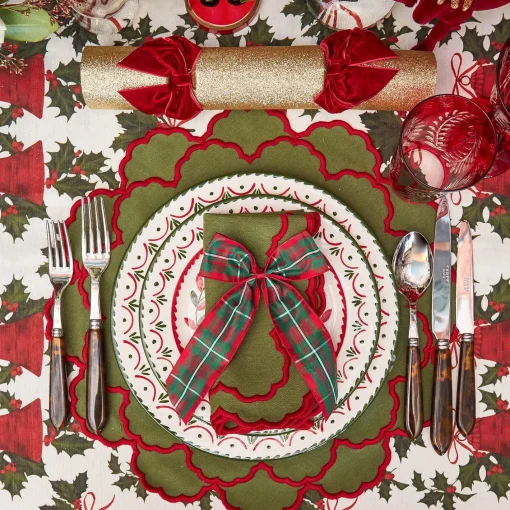 Napkin Rings & Bows<Mrs. Alice Large Red & Green Tartan Bows (Pair)