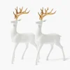 Christmas Decorations<Mrs. Alice Large White Reindeer with Gold Antlers (Pair) - 45cm