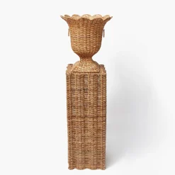 Vases | Vases & Planters<Mrs. Alice Liliana Scalloped Rattan Urn & Pedestal